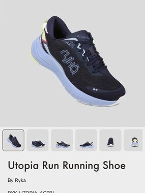 Ryka Men's Running Shoe - Navy with Light Blue and Yellow Accents